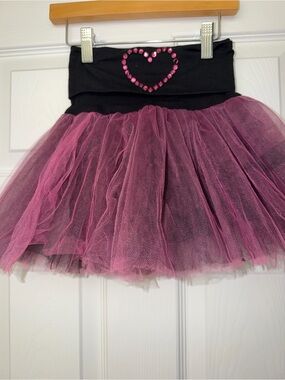 NWT Love Hope Girls Tutu Skort Size 2 Black Pink Tulle Rhinestone Skort